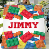 Personalized LEGO Blocks Gaming Blanket for Boys Girls Game Chair Room Decor for Game Lover